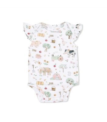 Angel Dear Cute Farm Animals Pink Ruffle Bodysuit
