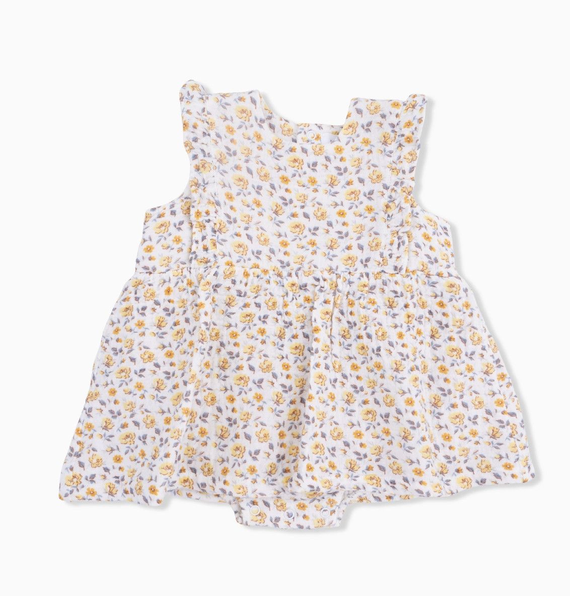 Angel Dear Yellow Country Roses Ruffle Bubble Dress, Size: 3-6M