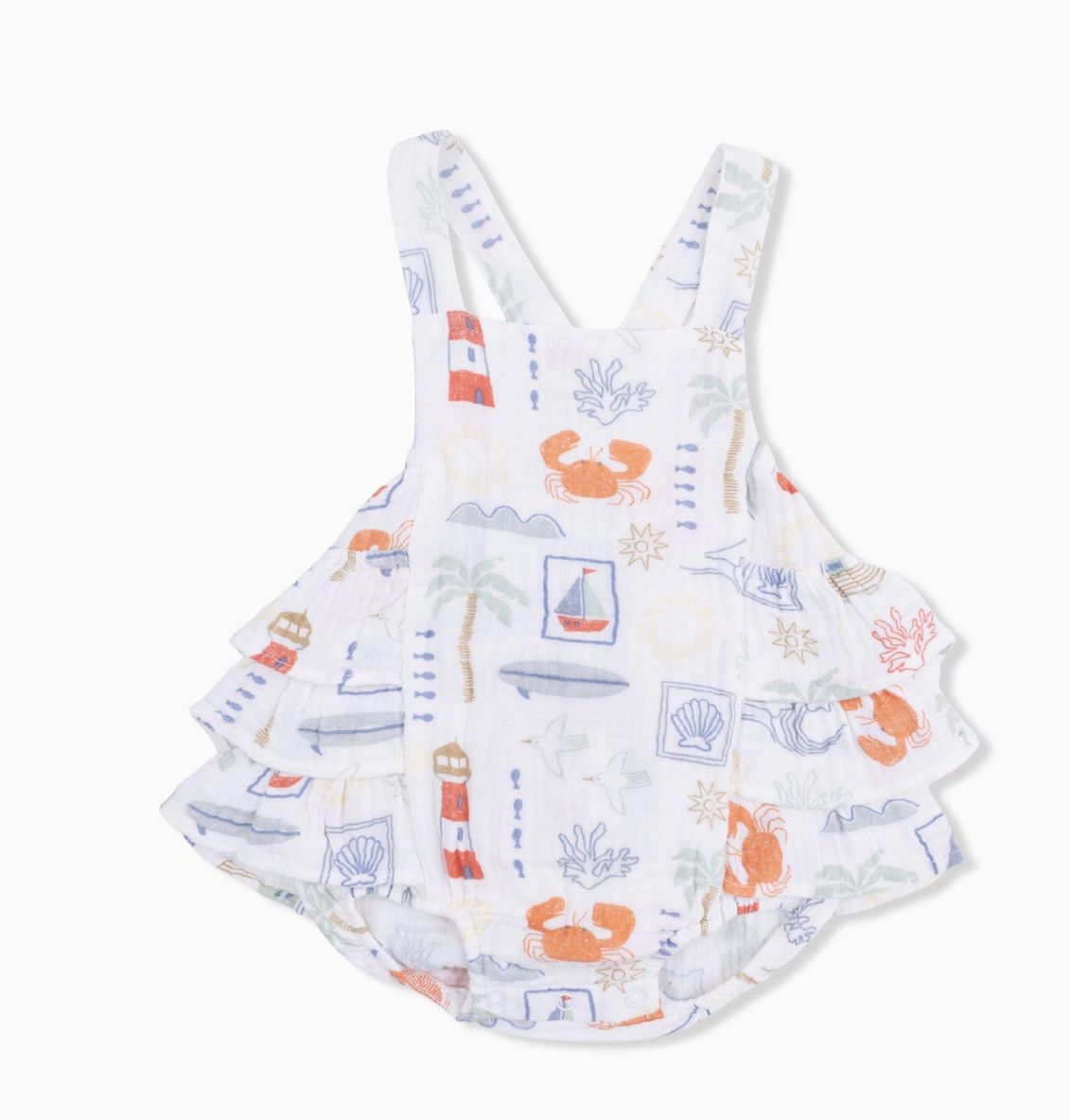 Angel Dear Club Mediterranean Ruffle Sunsuit, Size: 3-6 mo