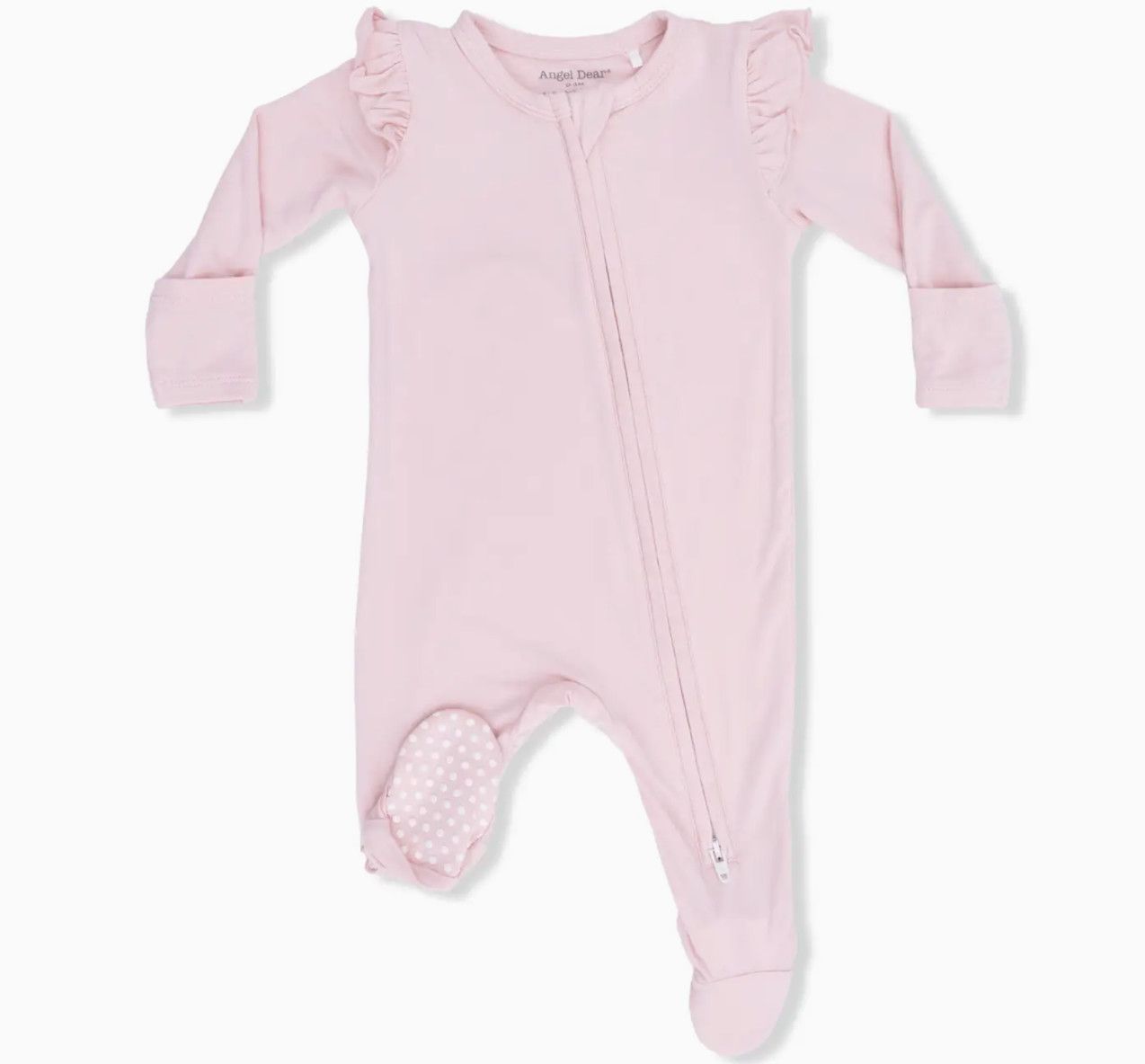 Angel Dear Solid  2 Way Zipper Footie, Color: Pink Lotus, Size: 0-3M