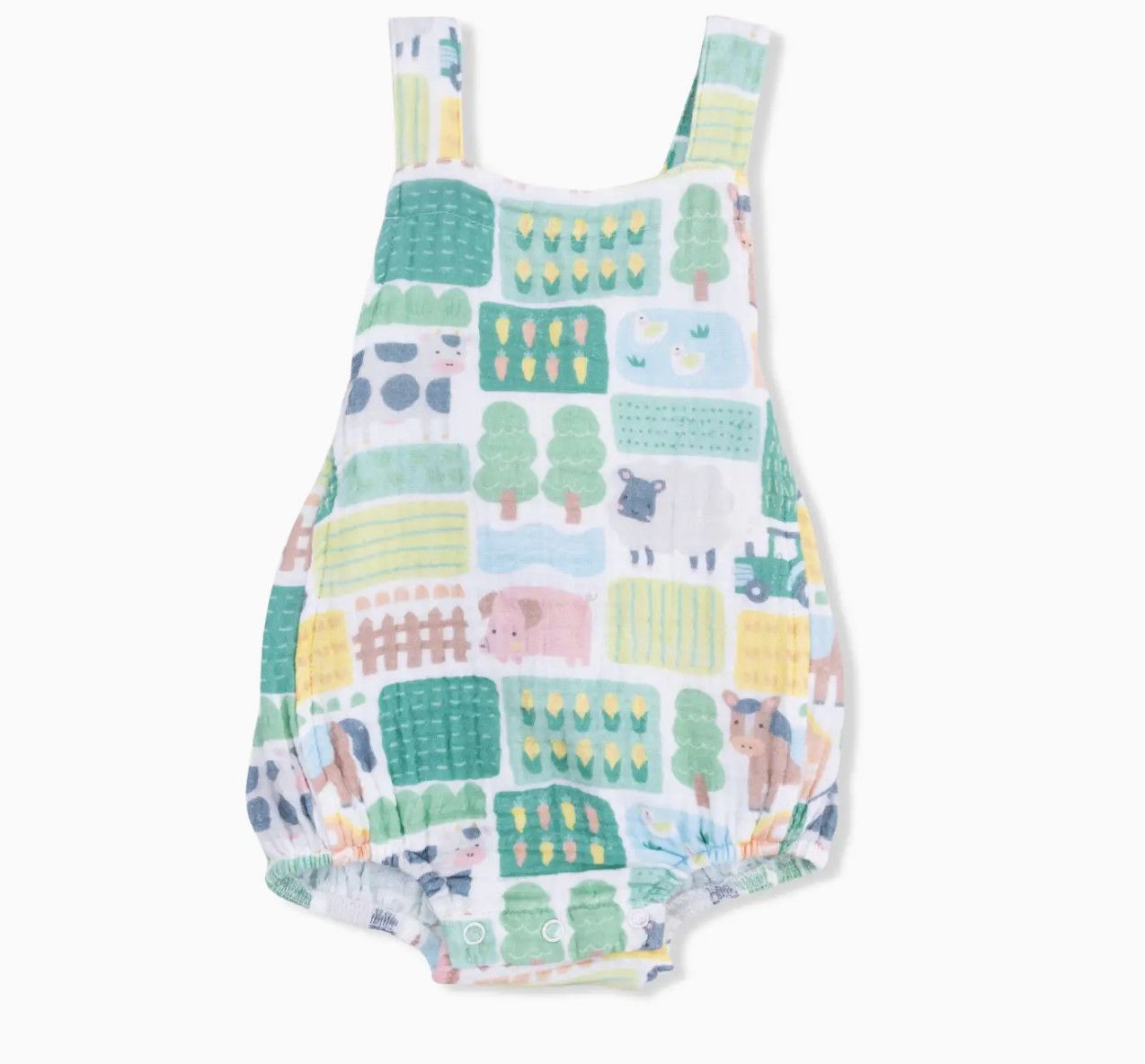 Angel Dear Patchwork Farm Retro Sunsuit, Size: 0-3M