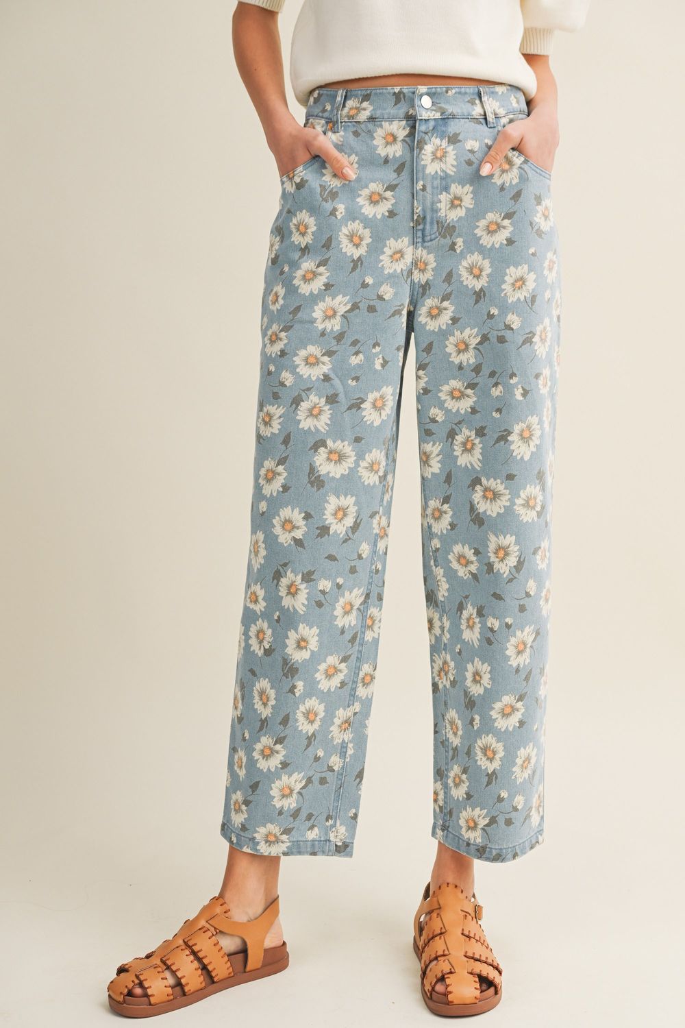The Wildflower Straight Denim Pants, Size: S