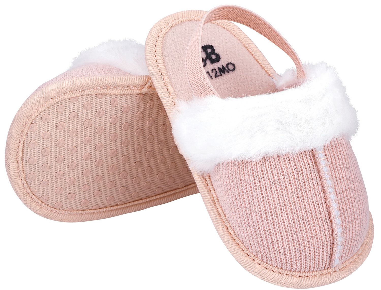Pink Fuzzy Baby Slippers 6-12M