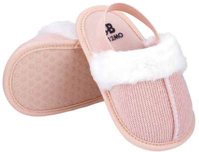 Pink Fuzzy Baby Slippers 6-12M