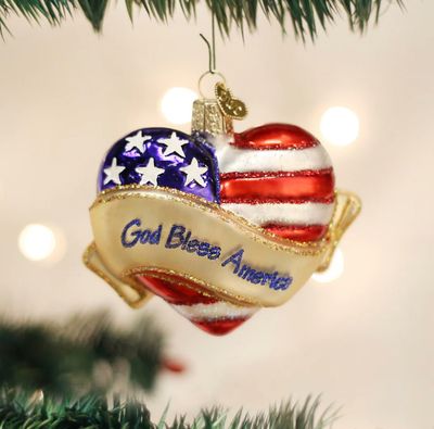 God Bless America Heart Ornament