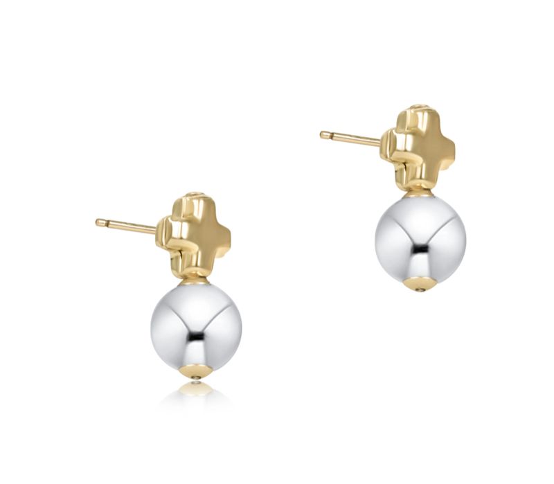 Enewton Signature Cross Small Mixed Metal Stud Classic Sterling