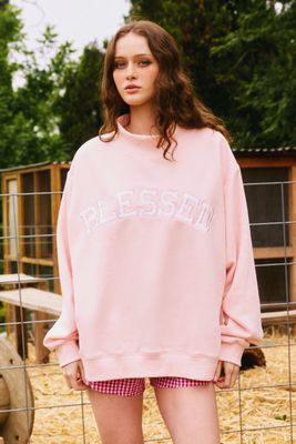 The Blessed Embroidered Mock Neck Sweatshirt