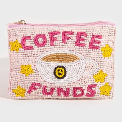 Coffe Funds and Stars Beaded Coin Purse