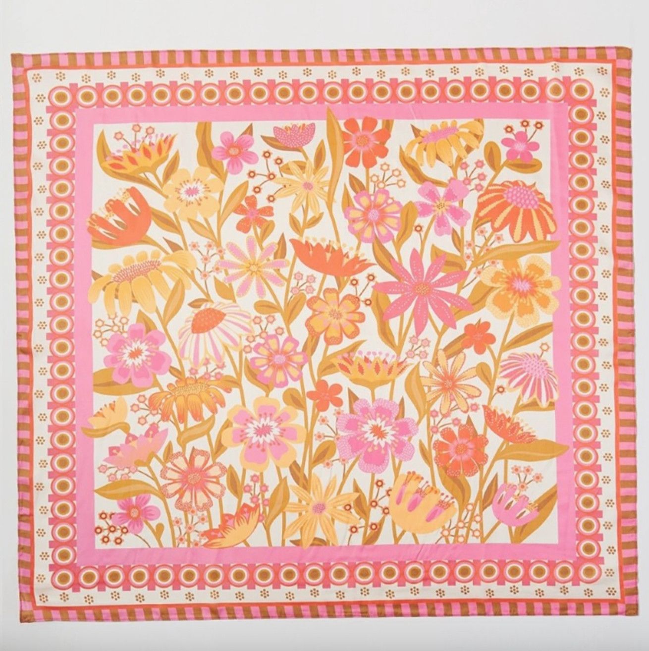 Square Bandana Scarf | Flower Garden Bold Pink + Orange