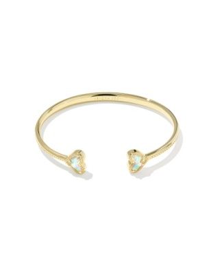 Framed Ari Heart Cuff Bracelet in Gold Dichroic Glass