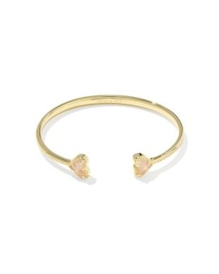 Framed Ari Heart Cuff Bracelet in Gold Rose Quartz