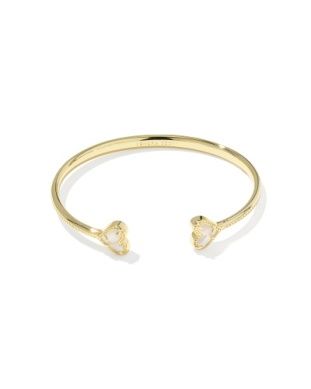 Framed Ari Heart Cuff Bracelet in Gold Ivory Mother of Pearl