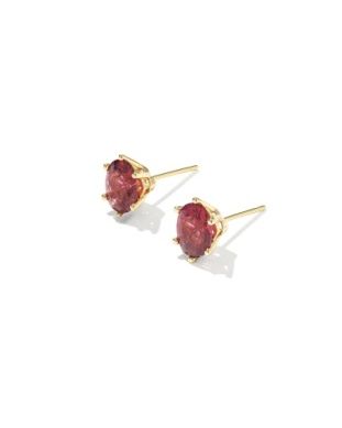 The Cailin Crystal Stud Earrings in Gold Red Crystal