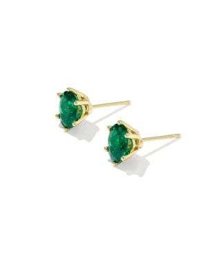 The Cailin Crystal Stud Earrings in Gold Green Crystal