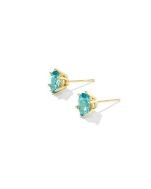 The Cailin Crystal Stud Earrings in Gold Aqua Crystal