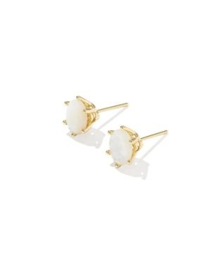 The Cailin Crystal Stud Earrings in Gold Ivory Mother of Pearl