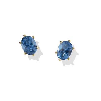 The Cailin Crystal Stud Earrings in Gold Blue Crystal