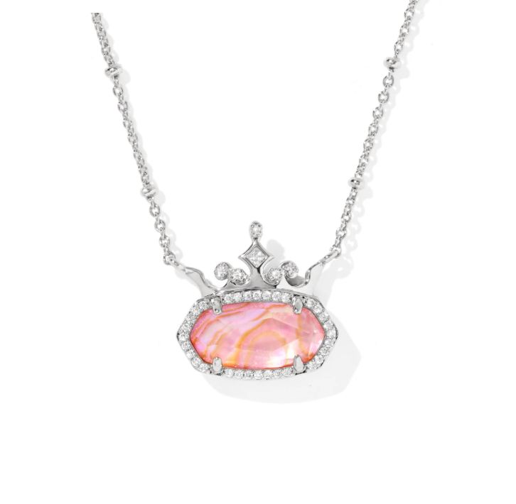 Disney Elisa Princes Necklace in Silver Light Pink Iridescent Abalone