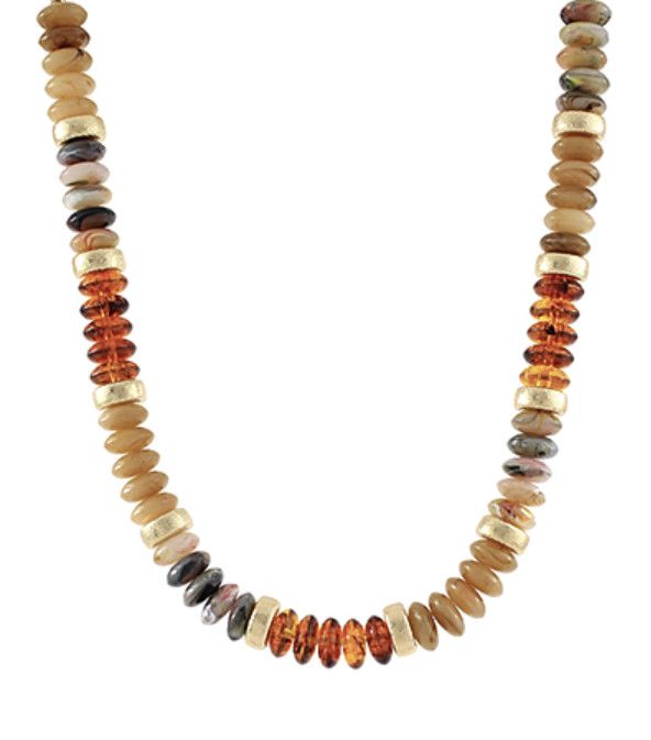 The Patty Beaded Necklace, Color: Light Brown/Gold