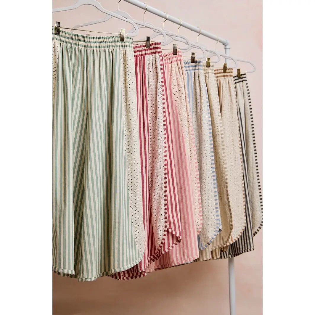 The Elle Eyelet Wide Leg Pant, Color: Light Blue, Size: S