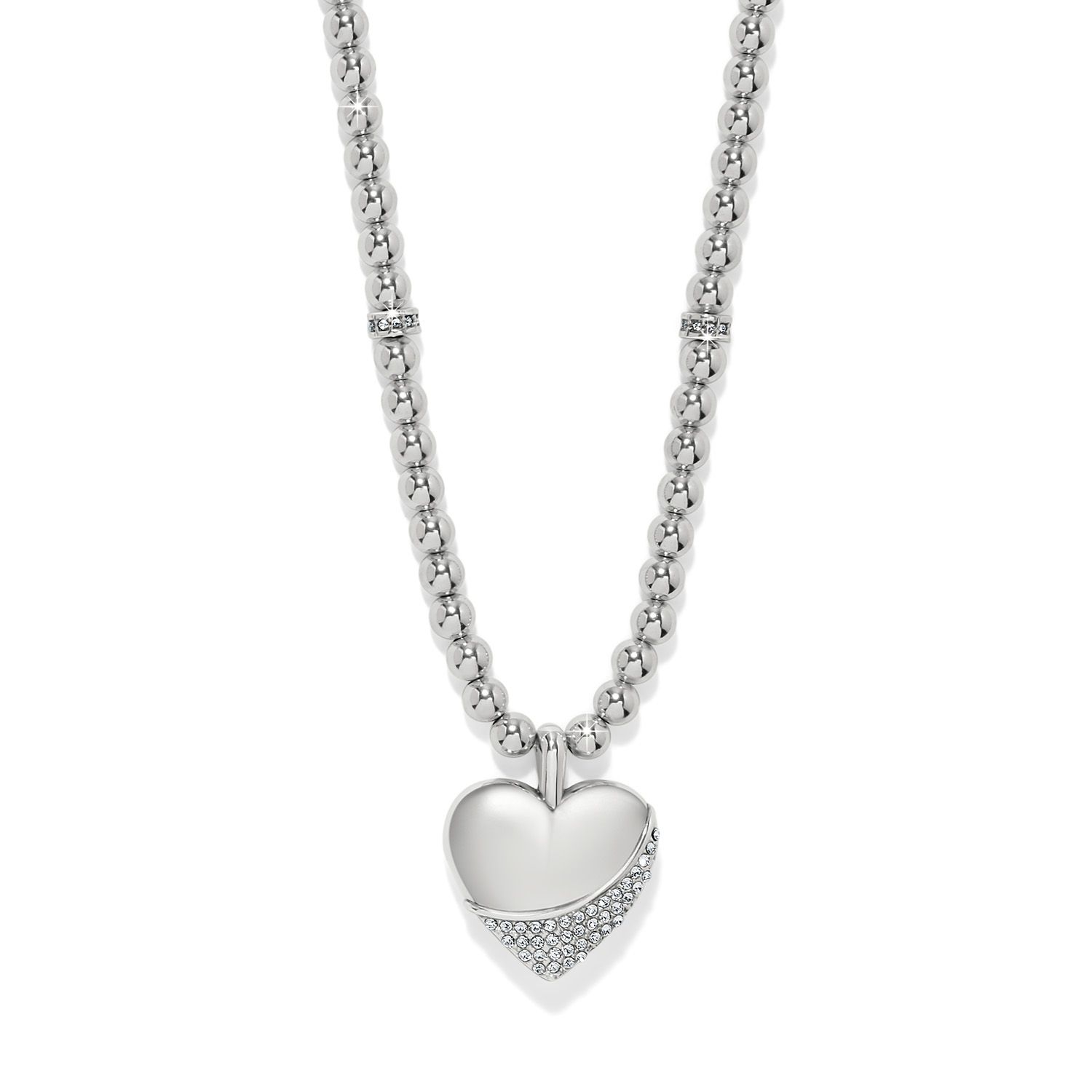 Meridian Petite Wave Heart Silver Necklace
