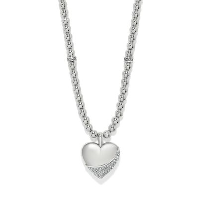 Meridian Petite Wave Heart Silver Necklace