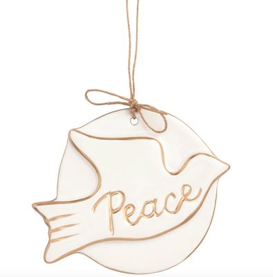 Turtle Dove Gold Disc Ornament