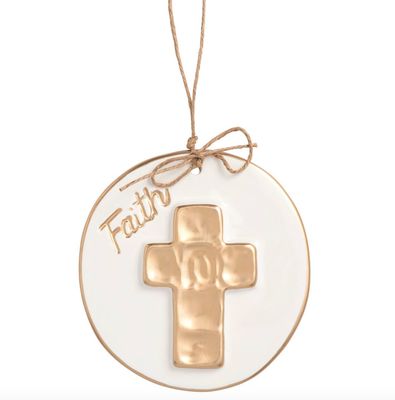 Cross Gold Disc Ornament