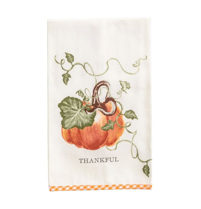 Thankful Gingham Hem Tea Towel