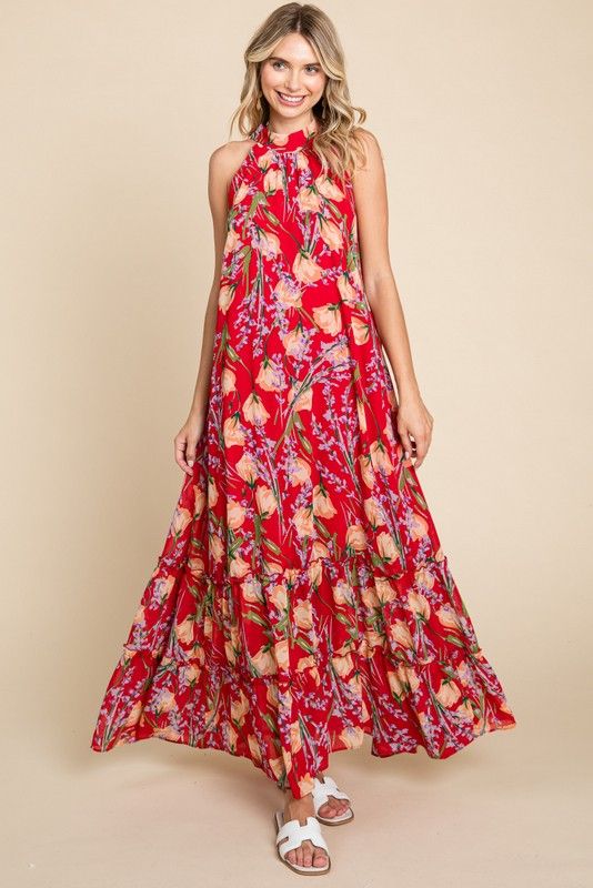 The Cindy Chiffon Floral Maxi, Size: S