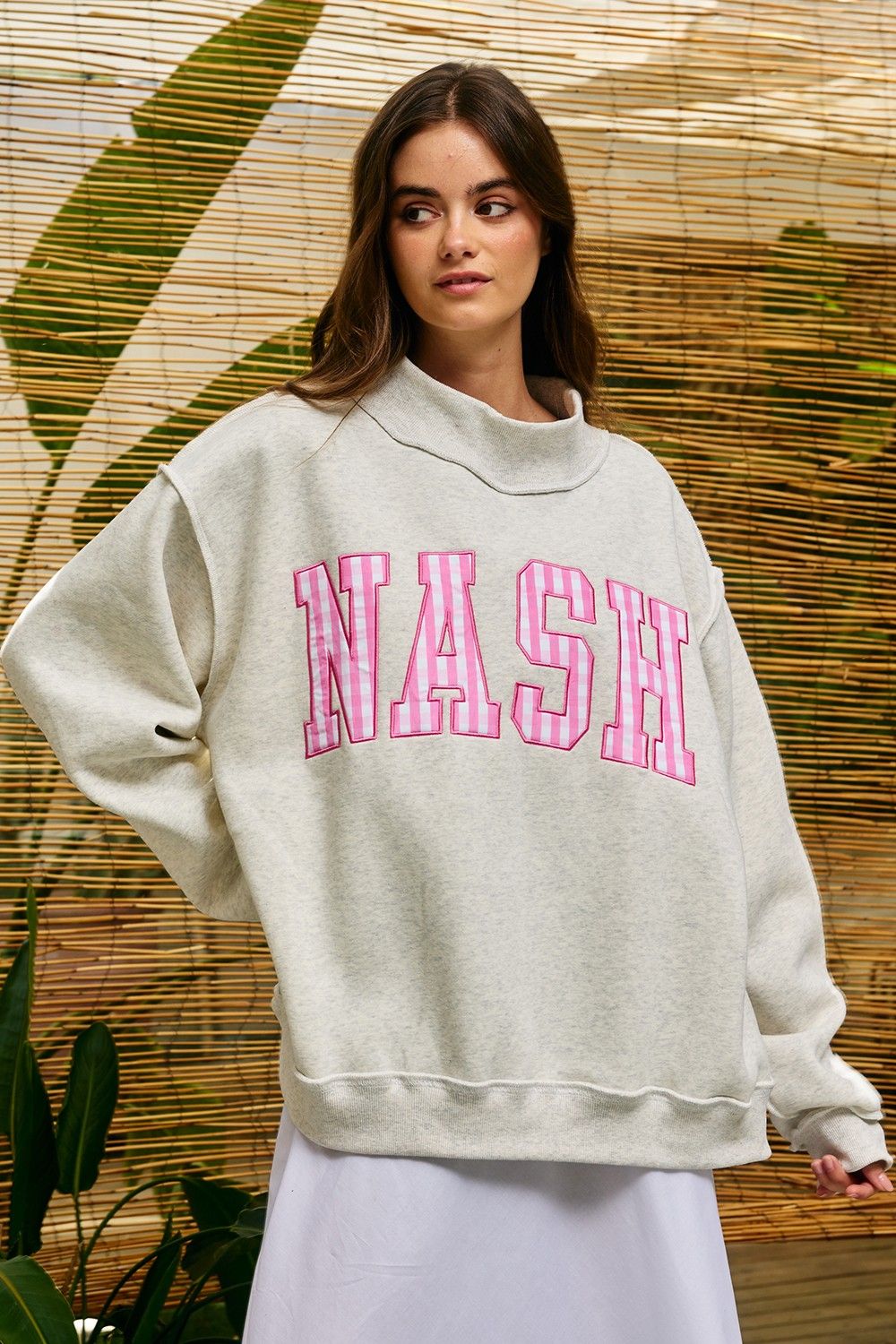 The Embroidered Nashville Appliqué Mockneck, Size: S/M