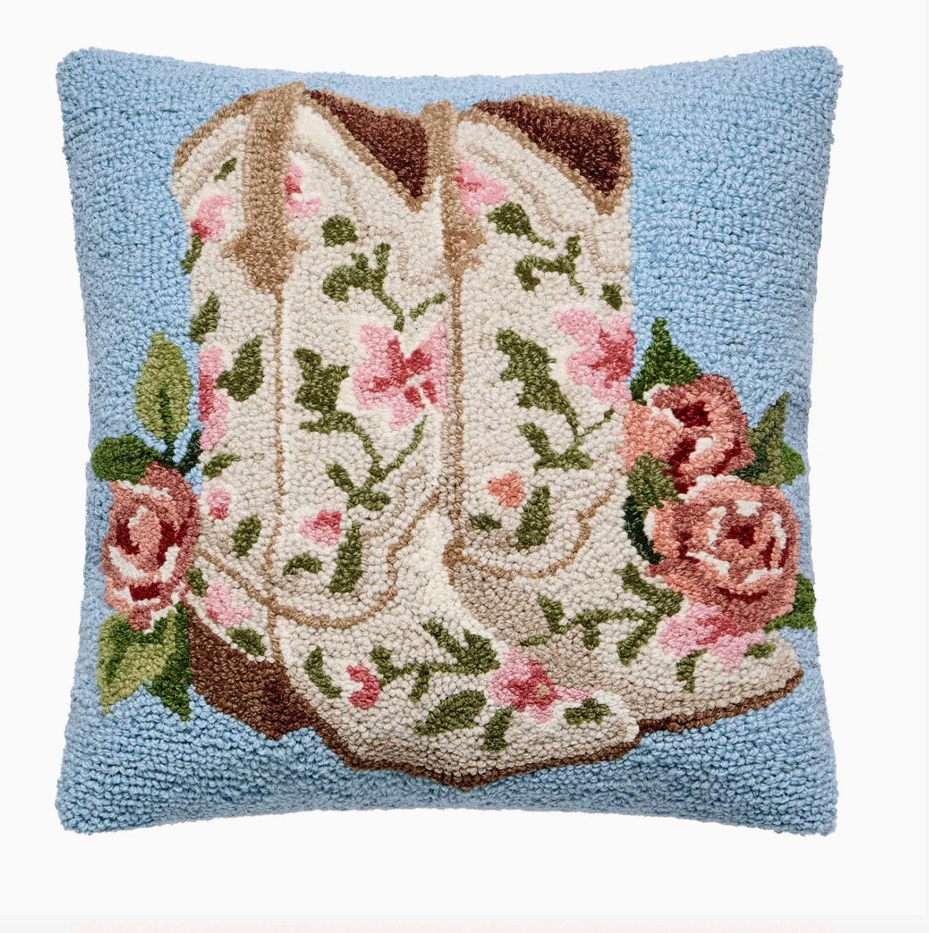 Floral Cowgirl Boots Hook Pillow