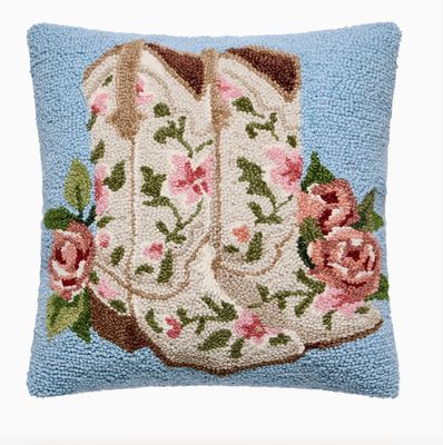 Floral Cowgirl Boots Hook Pillow