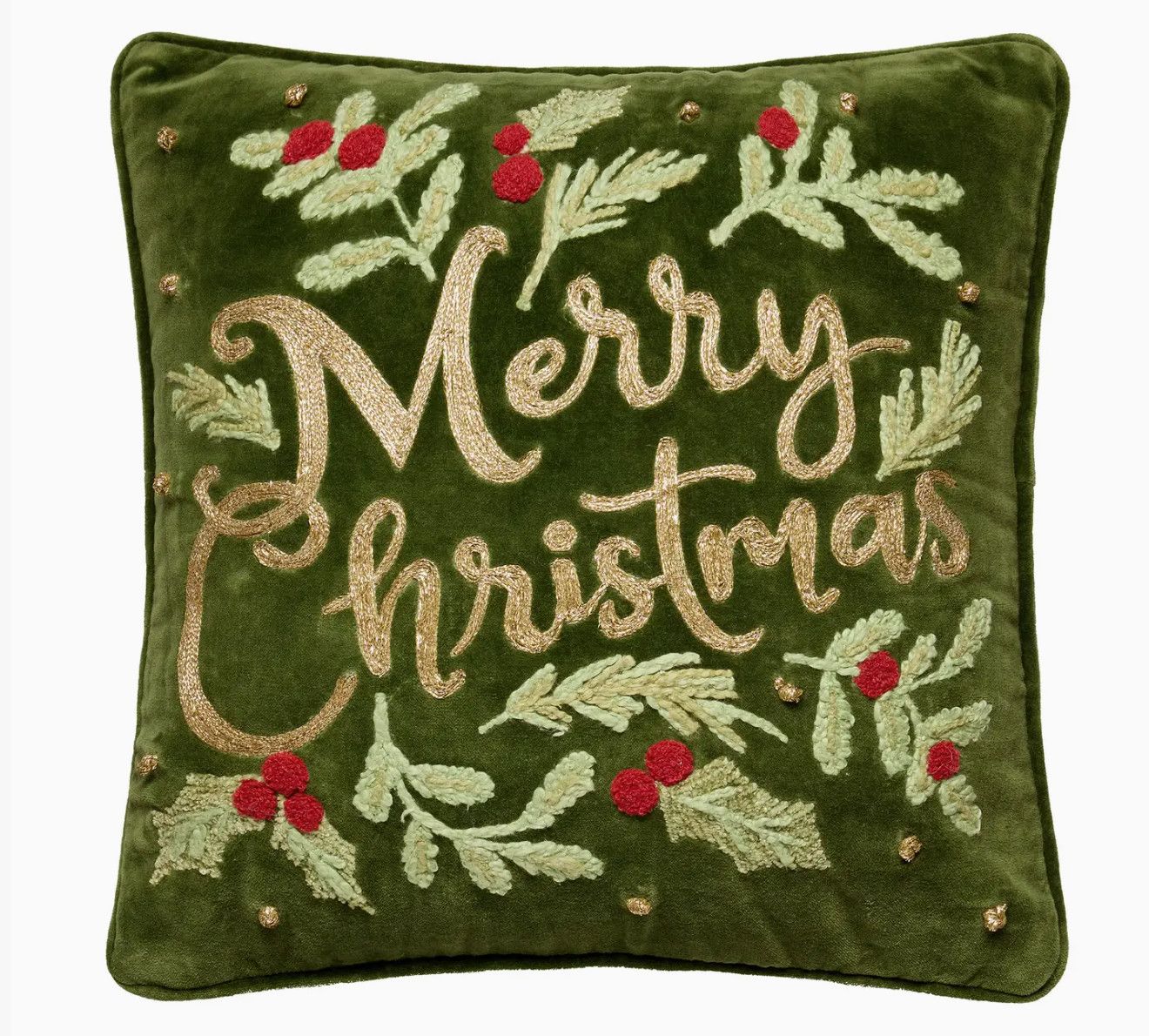 Merry Christmas Embroidered Pillow