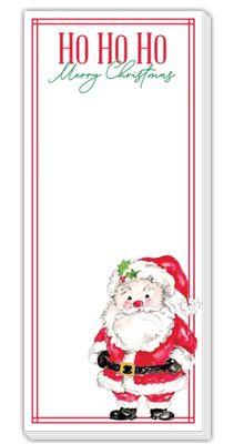 Skinny Notepad Handpainted Ho Ho Ho Merry Christmas Red Suit