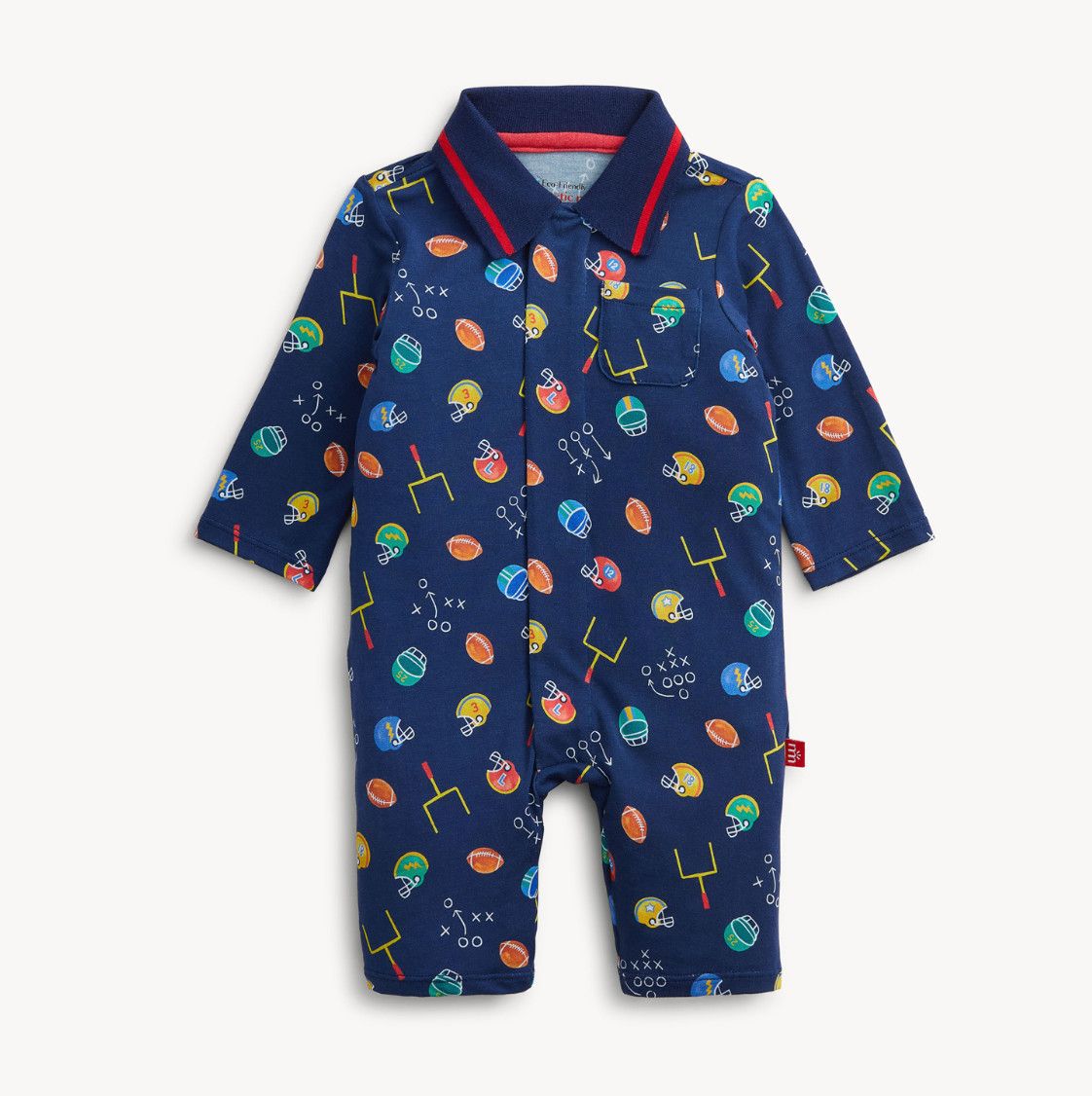 Magnetic Me™ First Down LS Polo Romper, Size: 3-6M