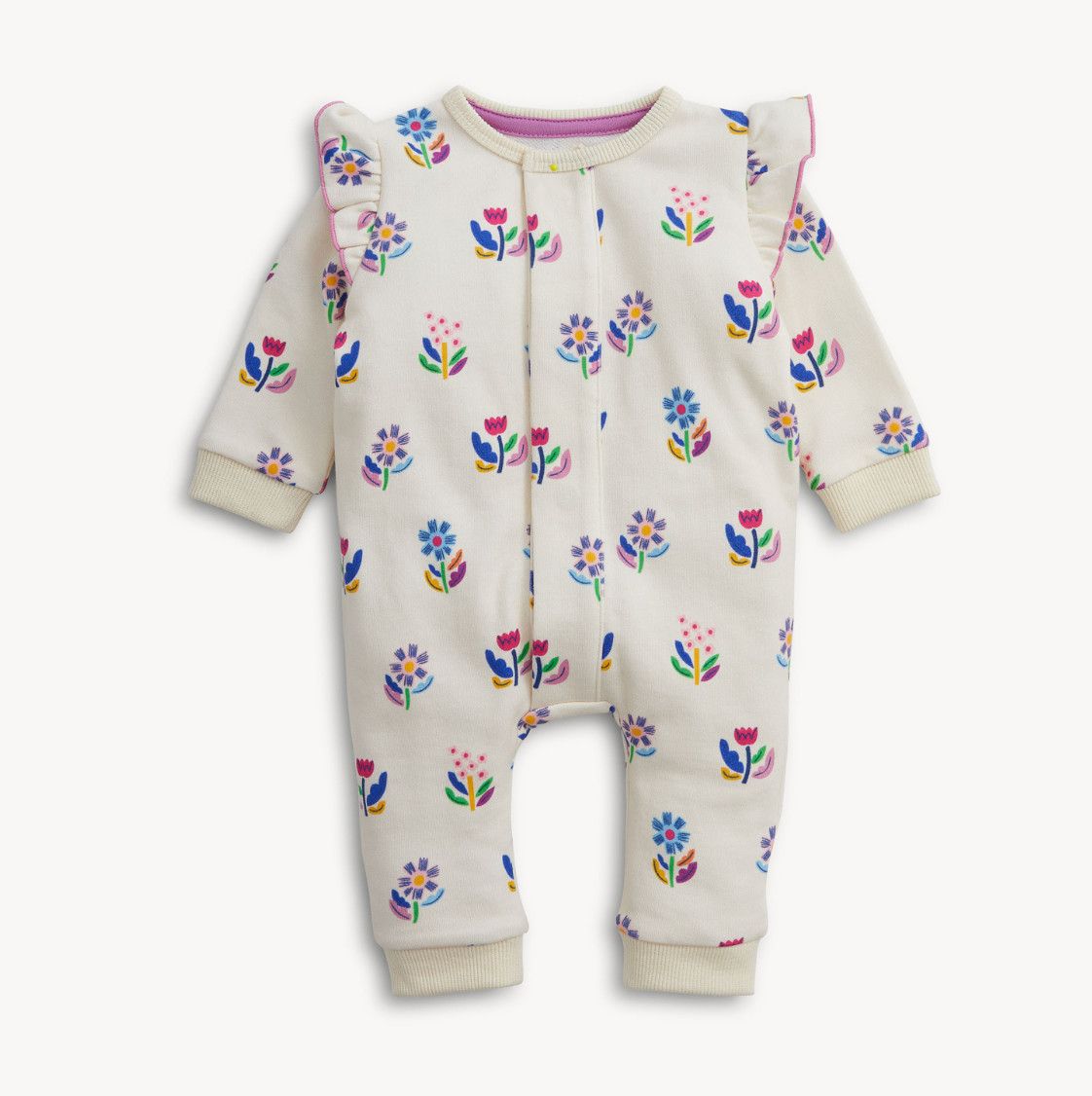 Magnetic Me™ Floral Ivory French Terry Baby Romper, Size: 3-6M