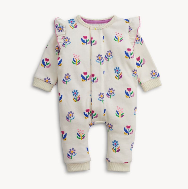 Magnetic Me™ Floral Ivory French Terry Baby Romper