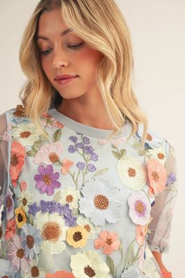 The Phebe Floral Applique Top