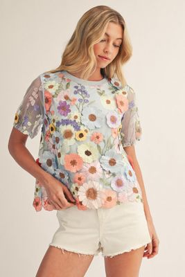 The Phebe Floral Applique Top