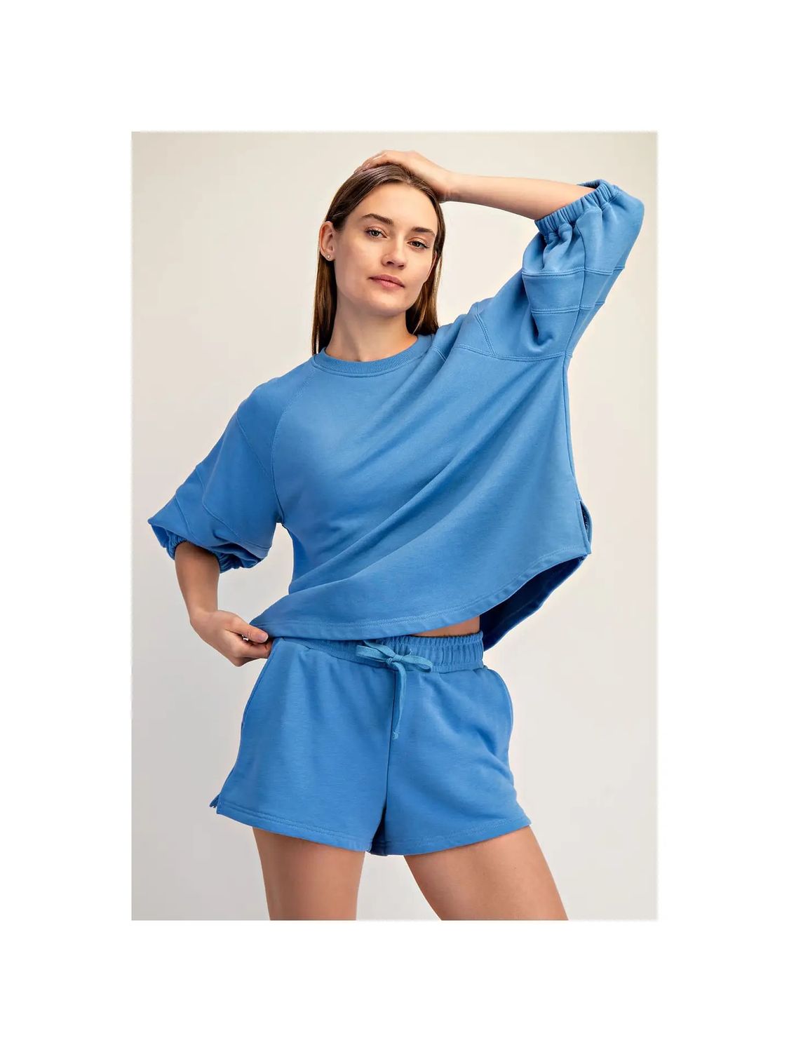 The Bobby Bubble Sleeve Top, Color: Blue, Size: S