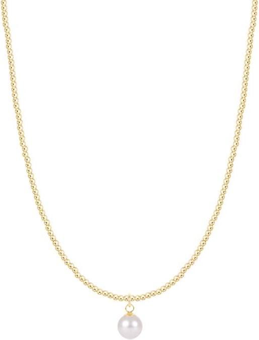 Enewton 17" Choker Beaded Classic Gold 2mm Classic Pearl 8mm Charm