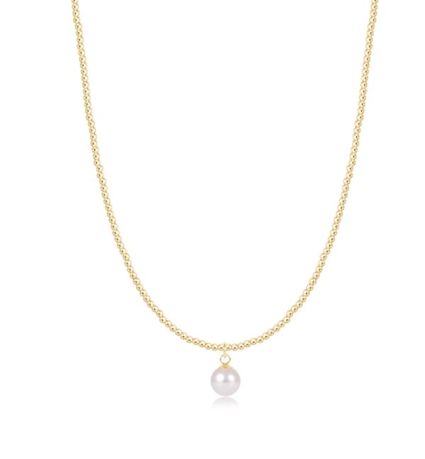 Enewton 15" Choker Beaded Classic Gold 2mm Classic Pearl 8mm Charm