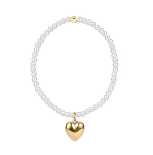 Enewton EXTENDS Classic Pearl 3mm Bracelet Love Plush Gold Charm