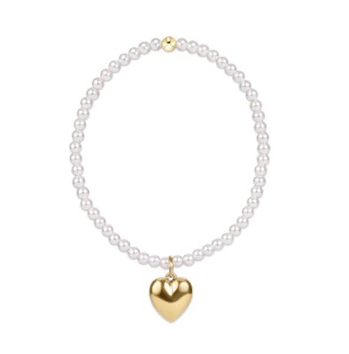 Enewton EXTENDS Classic Pearl 3mm Bracelet Love Plush Gold Charm