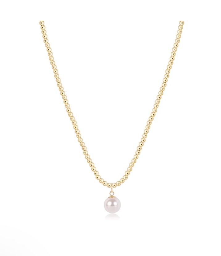 Enewton 15" Choker Beaded Classic Gold 3mm Classic Pearl 10mm Charm