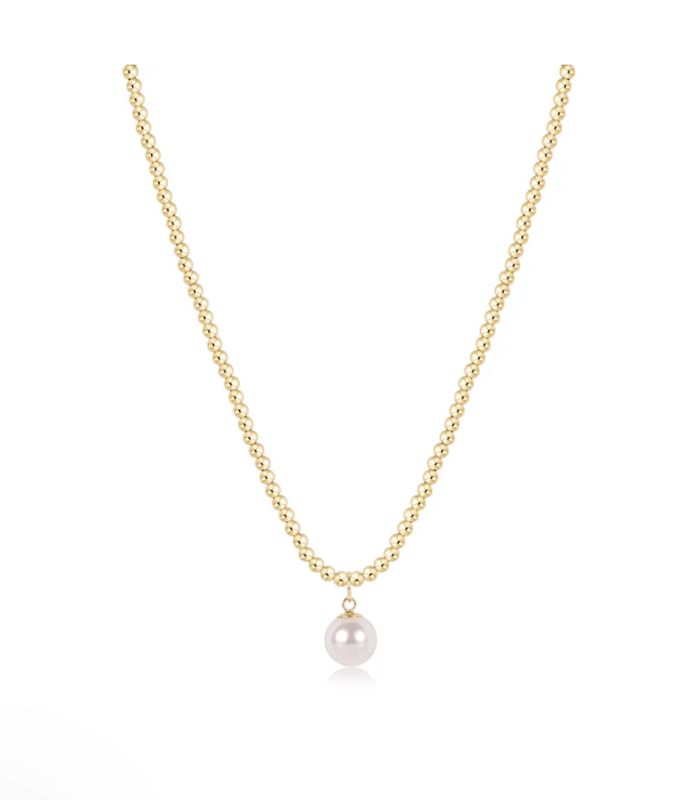 Enewton 15" Choker Beaded Classic Gold 3mm Classic Pearl 10mm Charm