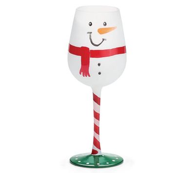 Snowman Stemmed Wine Glass