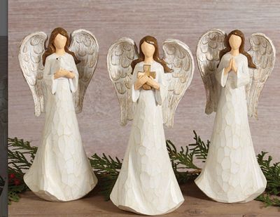 Gold Brushed Carved Angel | Praying Hands