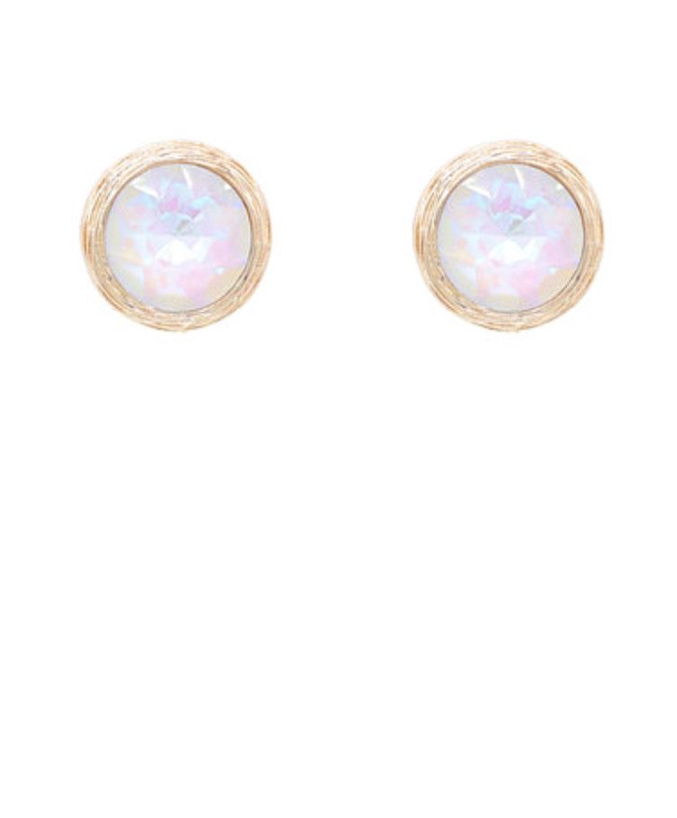 Round Glass Stone Earrings | Clear